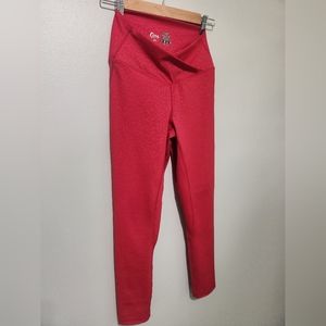 ZYIA Scrunchy Light & Tight Leggings Red Leopard Print EUC Womens 6-8